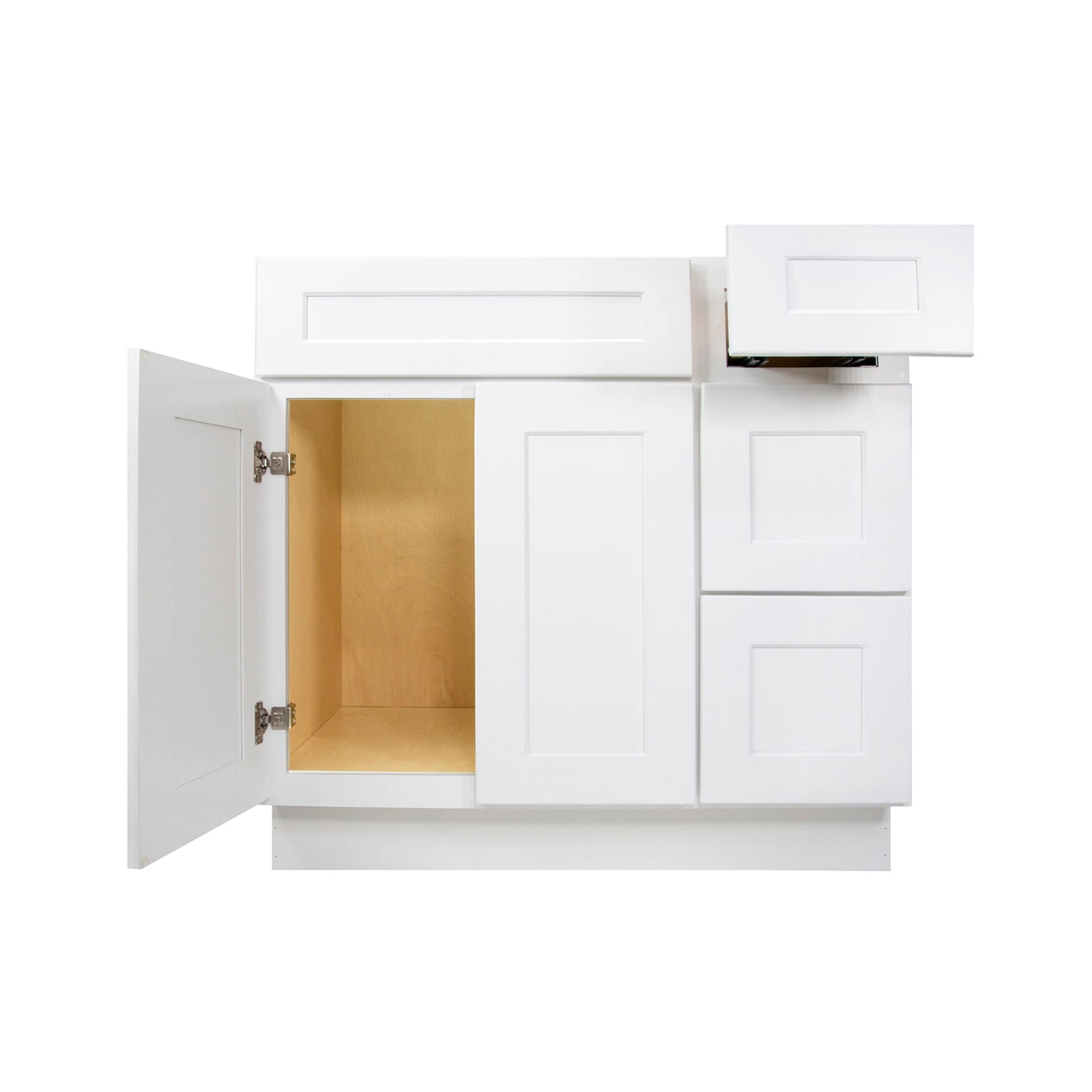 V3621DR Shaker White Vanity Combo Base Cabinet Right