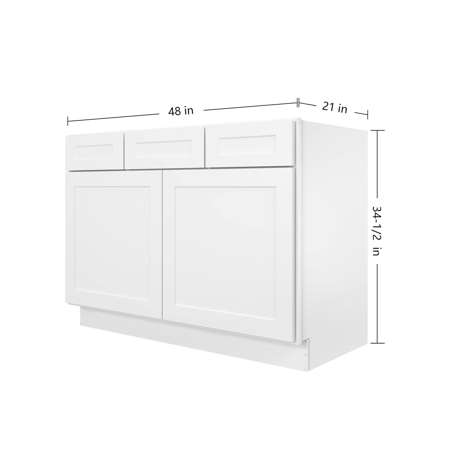 VSD48 Shaker White Vanity Sink Drawer Base Cabinet