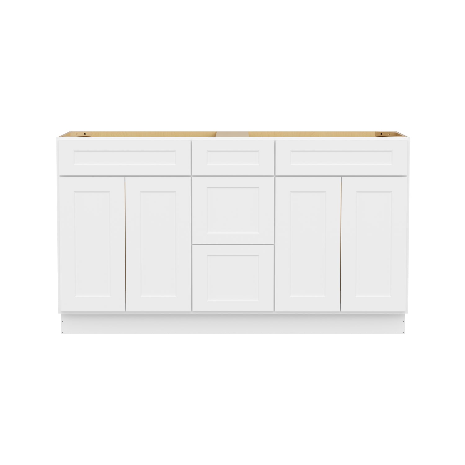 VSDB60 Shaker White Vanity Double Sink Base Cabinet