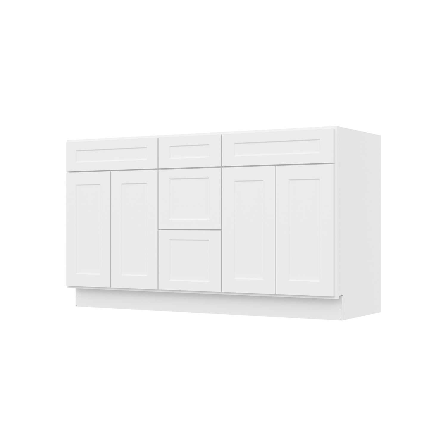 VSDB60 Shaker White Vanity Double Sink Base Cabinet