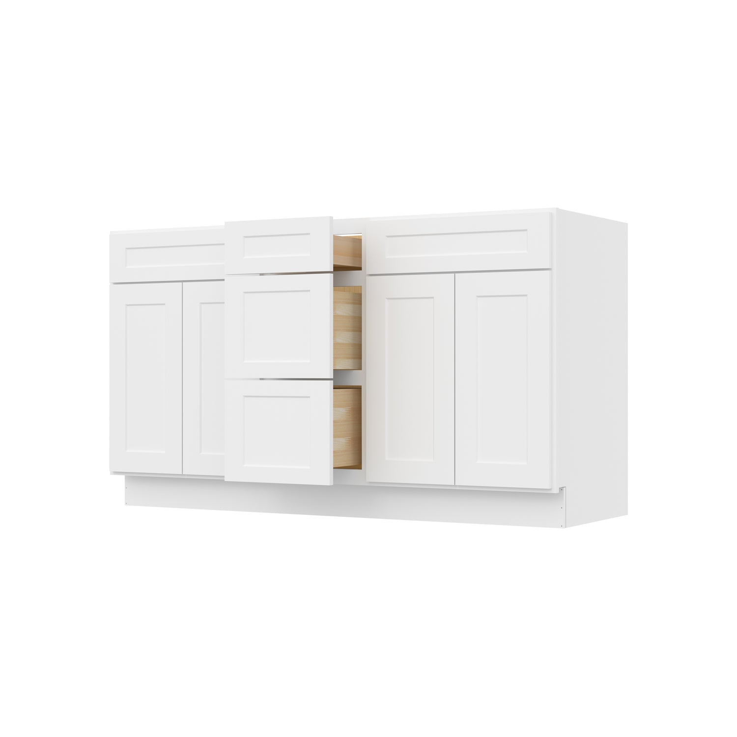 VSDB60 Shaker White Vanity Double Sink Base Cabinet