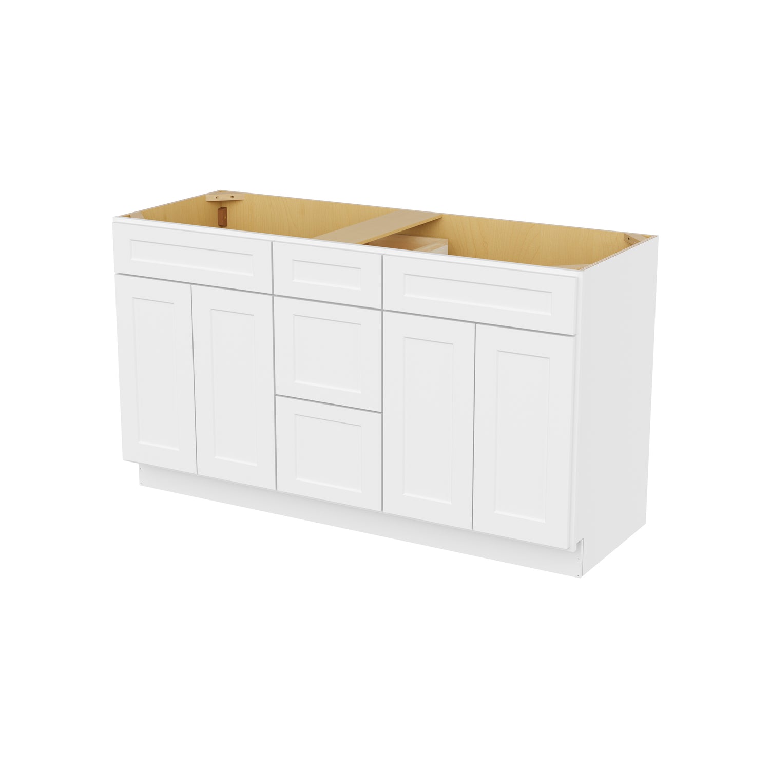 VSDB60 Shaker White Vanity Double Sink Base Cabinet