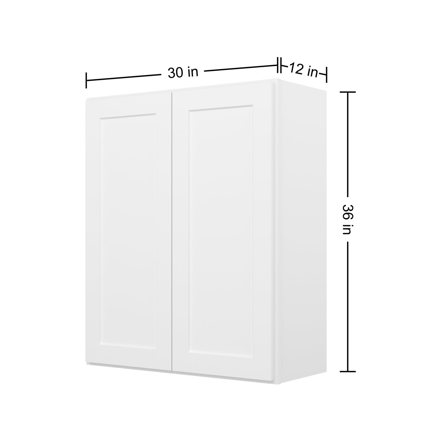 W3036 Shaker White Double Door Wall Cabinet