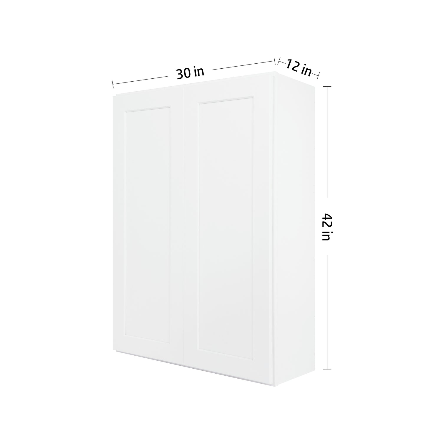 W3042 Shaker White Double Door Wall Cabinet