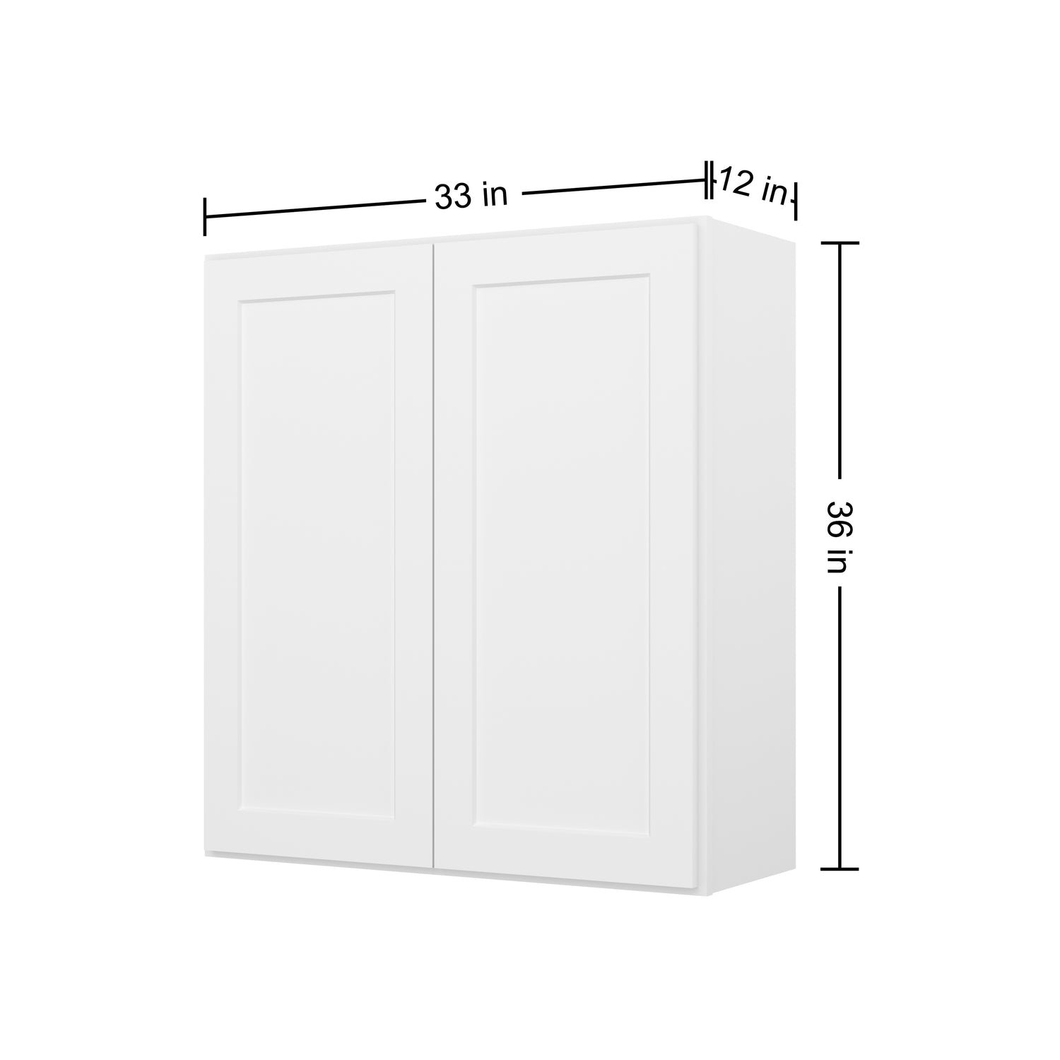 W3336 Shaker White Double Door Wall Cabinet