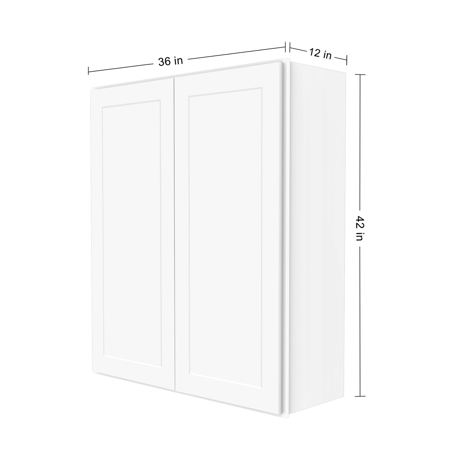 W3642 Shaker White Double Door Wall Cabinet