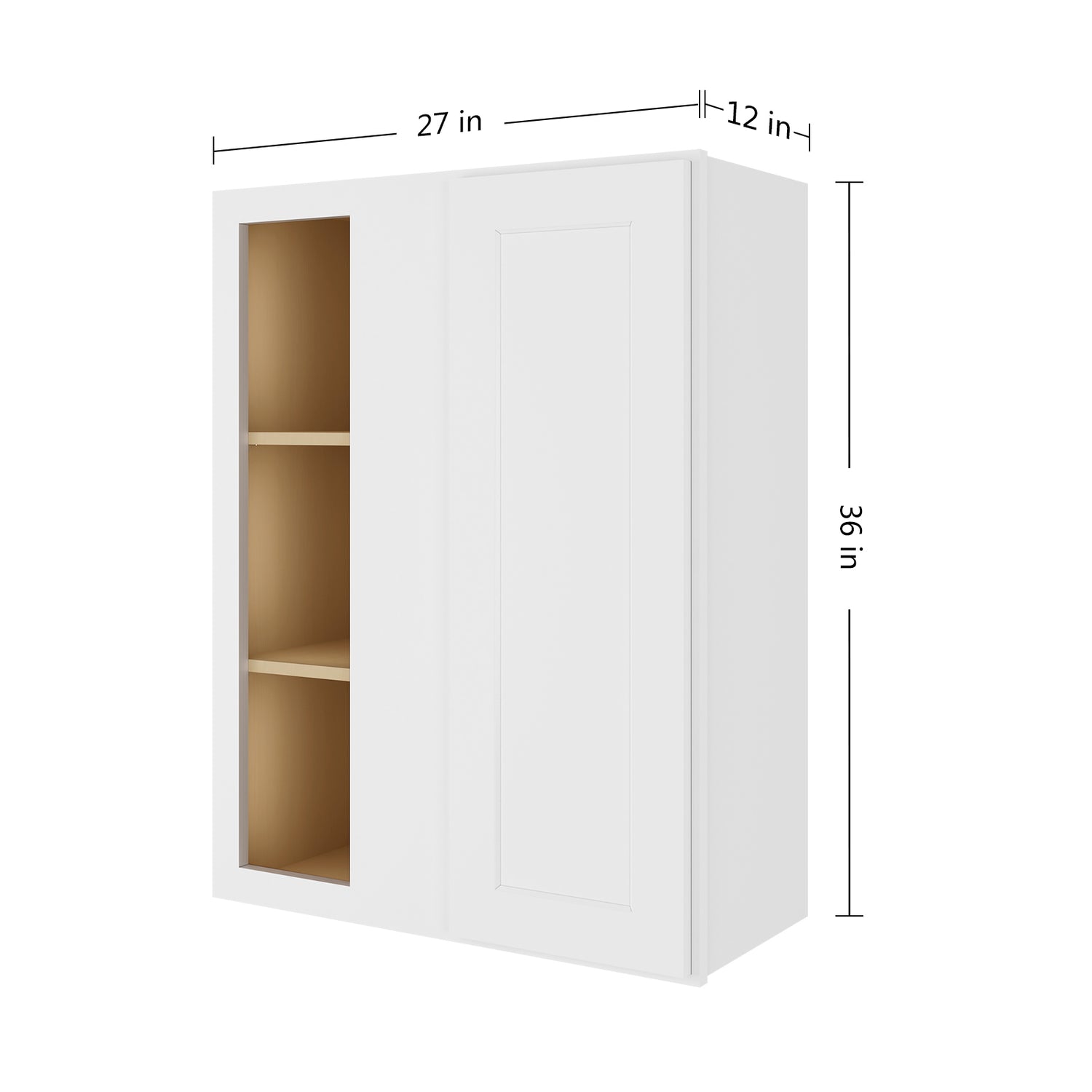 WBC2736 Shaker White Wall Blind Corner Cabinet