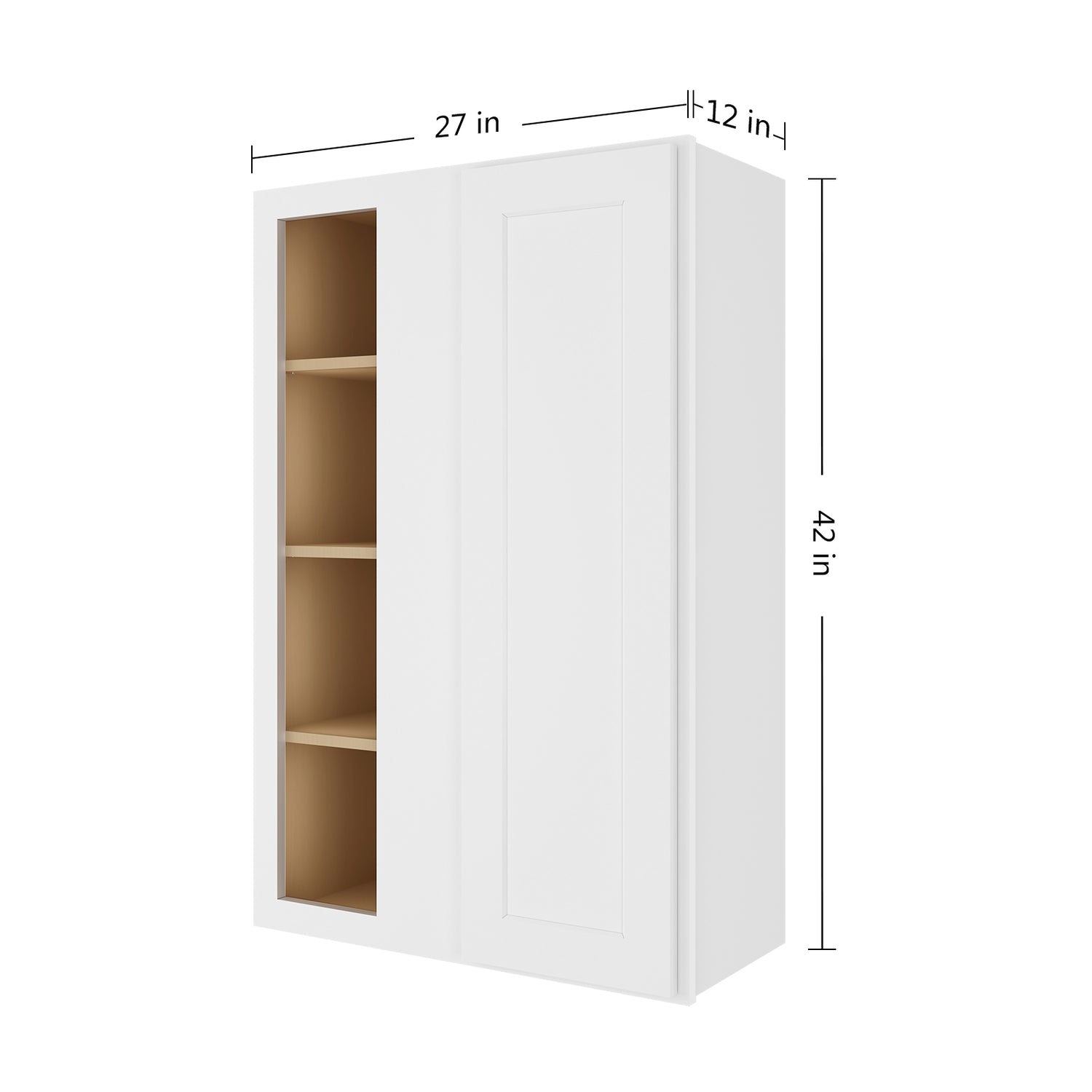 WBC2742 Shaker White Wall Blind Corner Cabinet